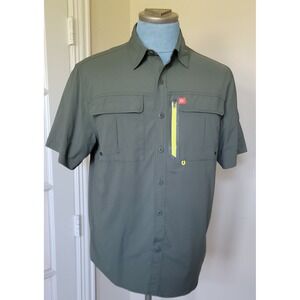 The American Outdoorsman Forest Green Short Sleeve Vented Button Down Shirt Sz L